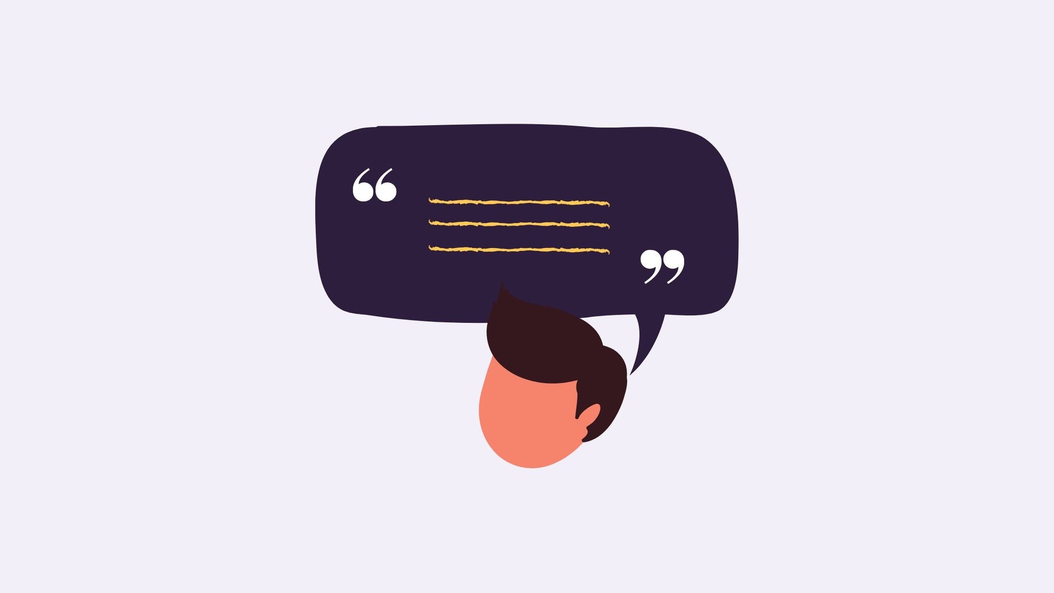A graphic of a man's head with a speech bubble