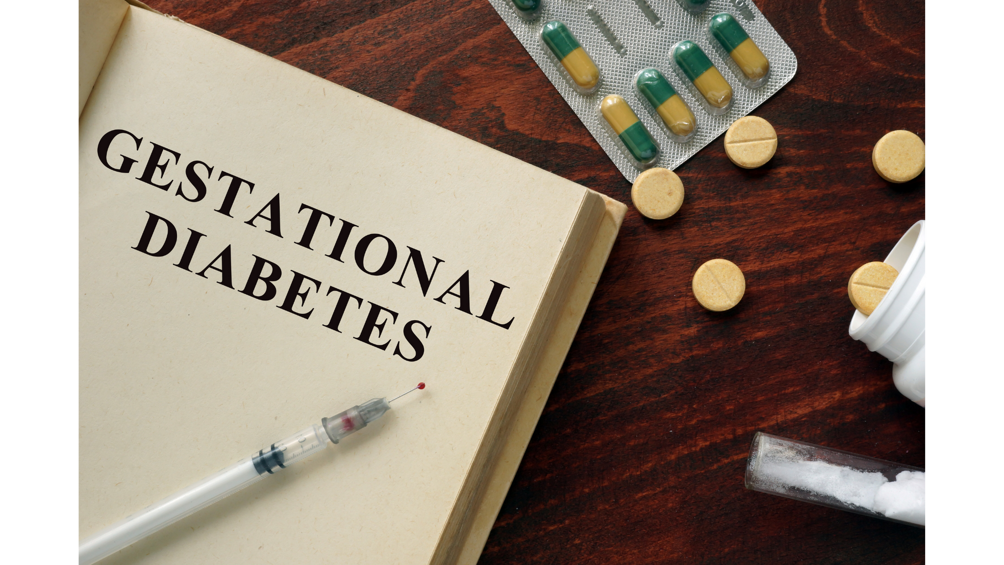 A book about Gestational diabetes mellitus with medication around it
