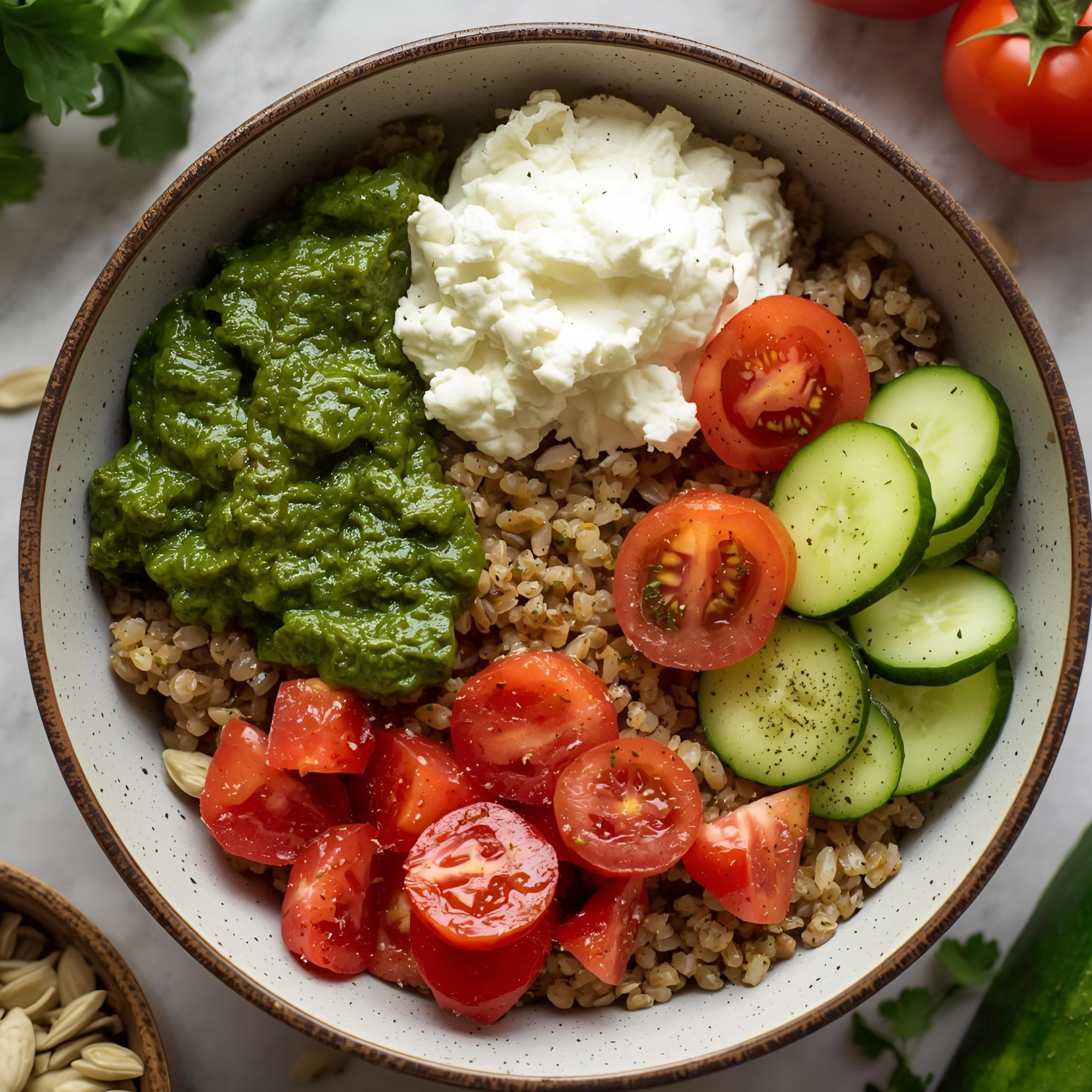 Pesto Cottage Cheese Bowl