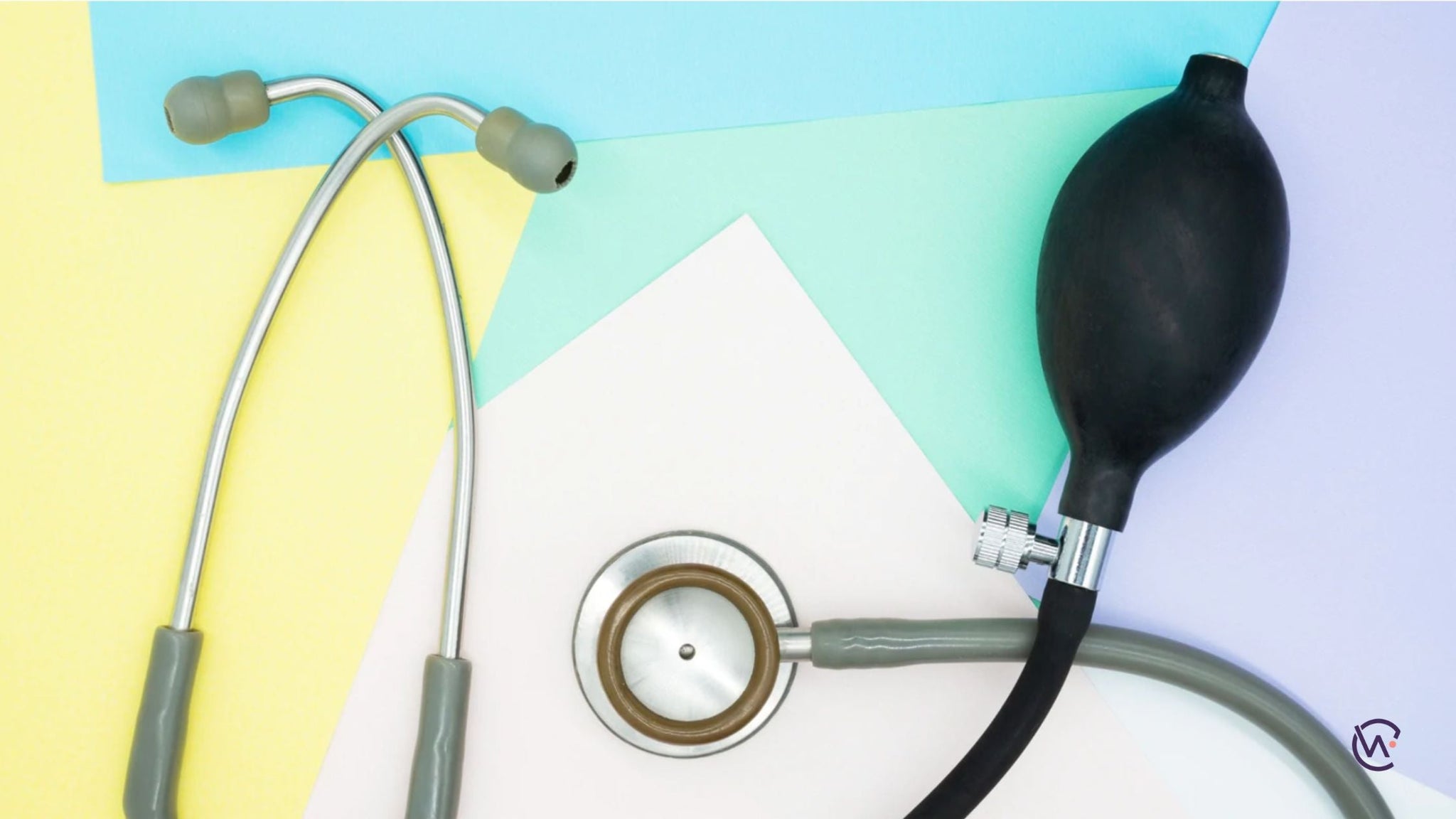 A stethoscope with a colourful background