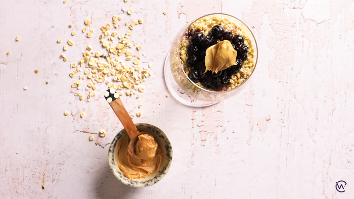 Peanut butter and blueberry porridge