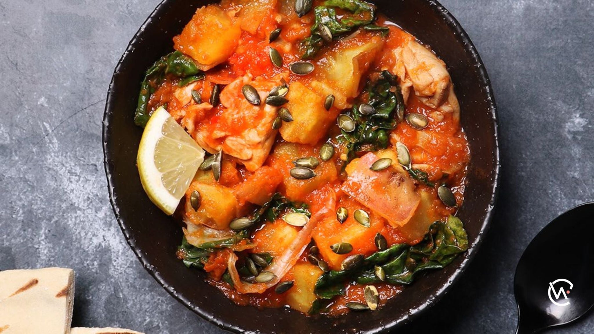 Spiced chicken, spinach & sweet potato stew