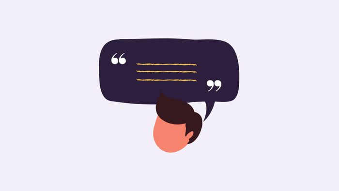 A graphic of a man with a speech bubble