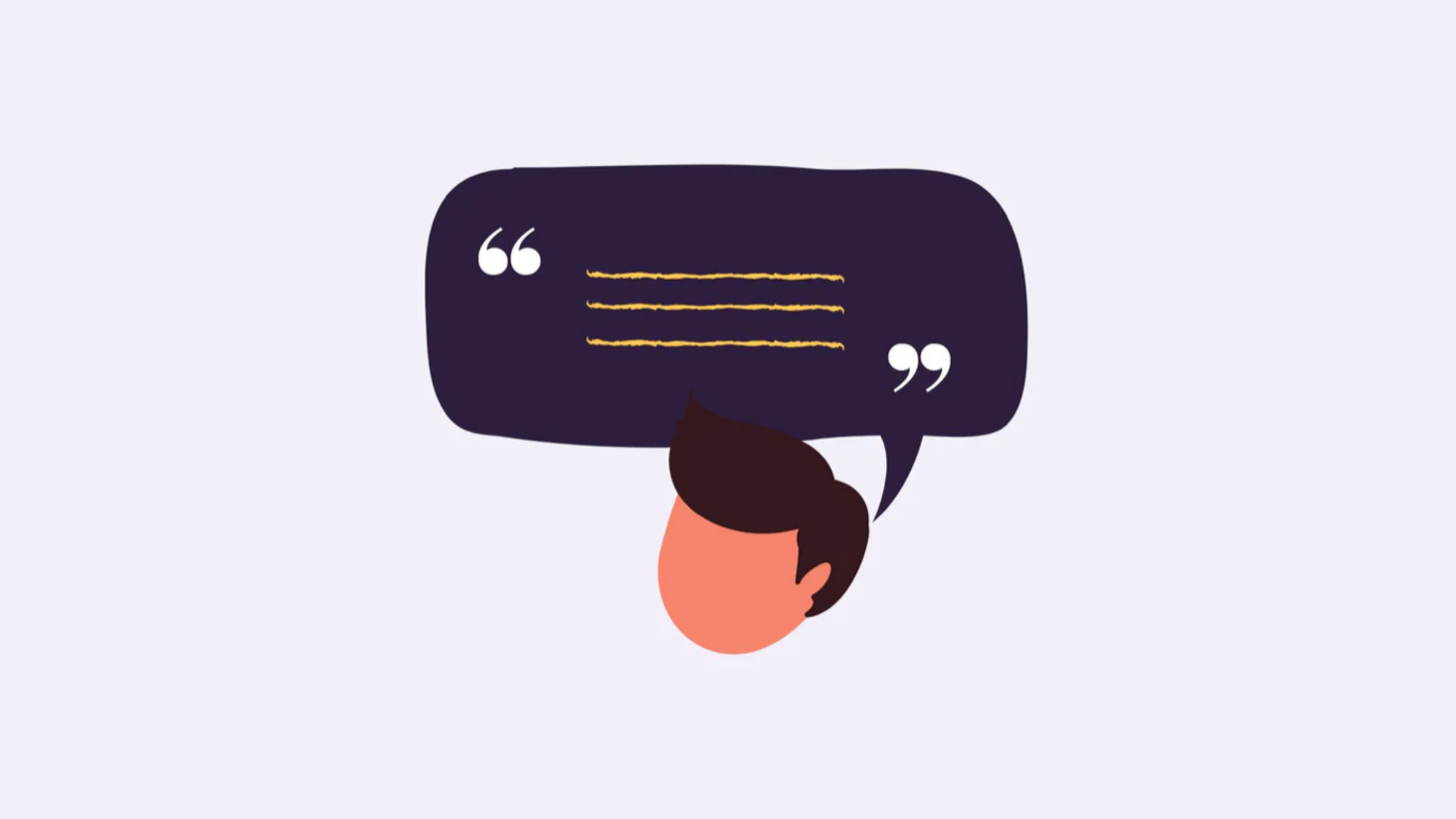 A graphic of a mans head with a speech bubble