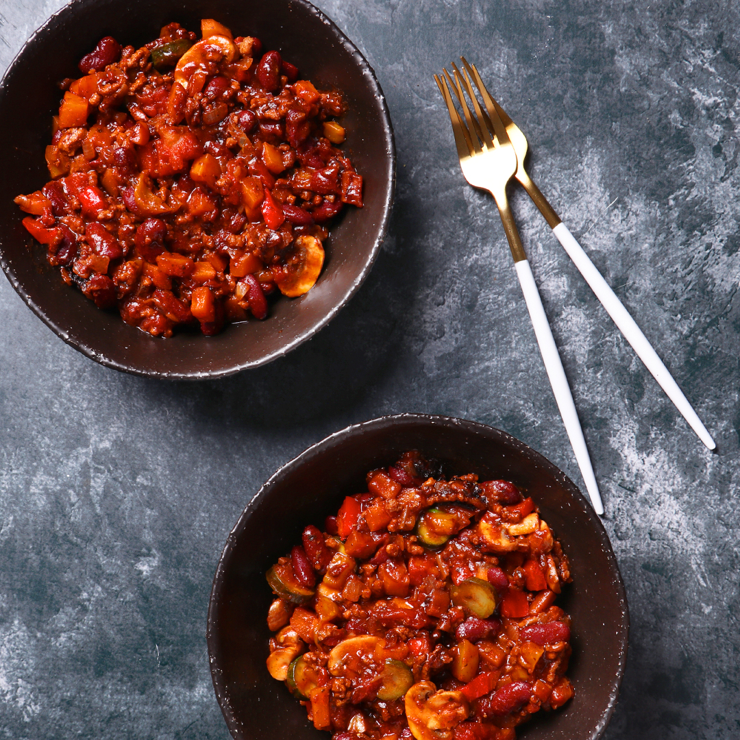 Two bowls of chilli con carne