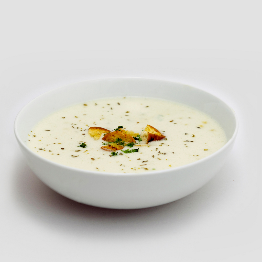 Prepared bowl of Potato and Leek Soup